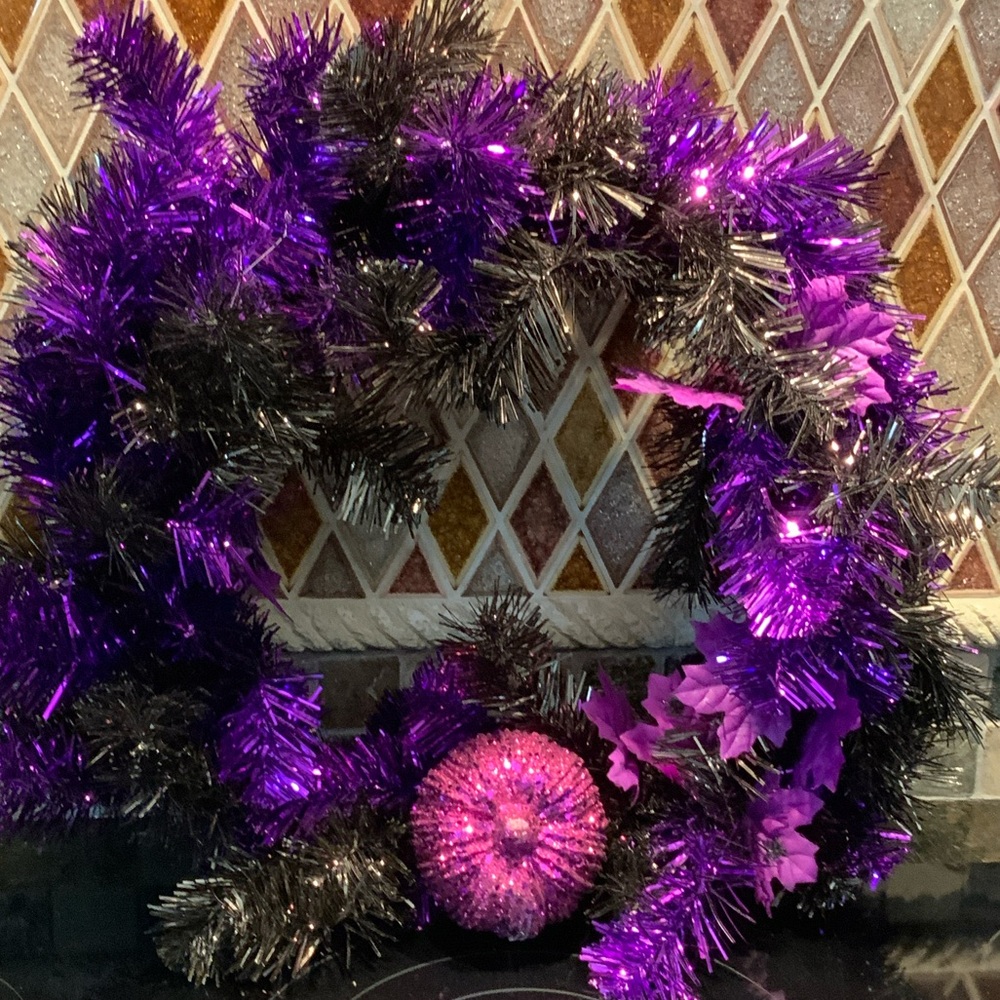 Purple and Black Holiday Wreath 20”